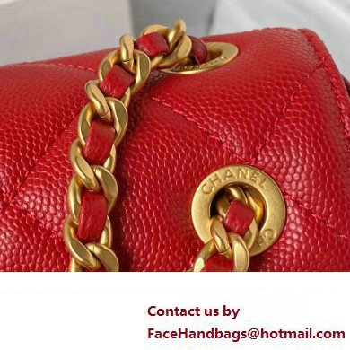 Chanel Grained Calfskin  &  Gold-Tone Metal Chain Flap Bag AS4489 Red 2023